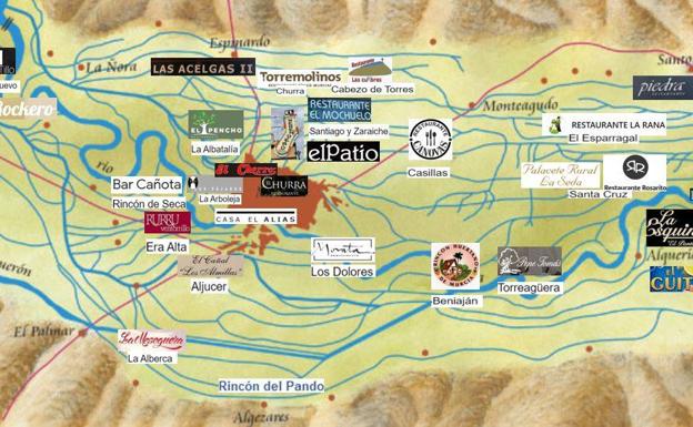 El mapa de los mejores bares y restaurantes de la huerta murciana