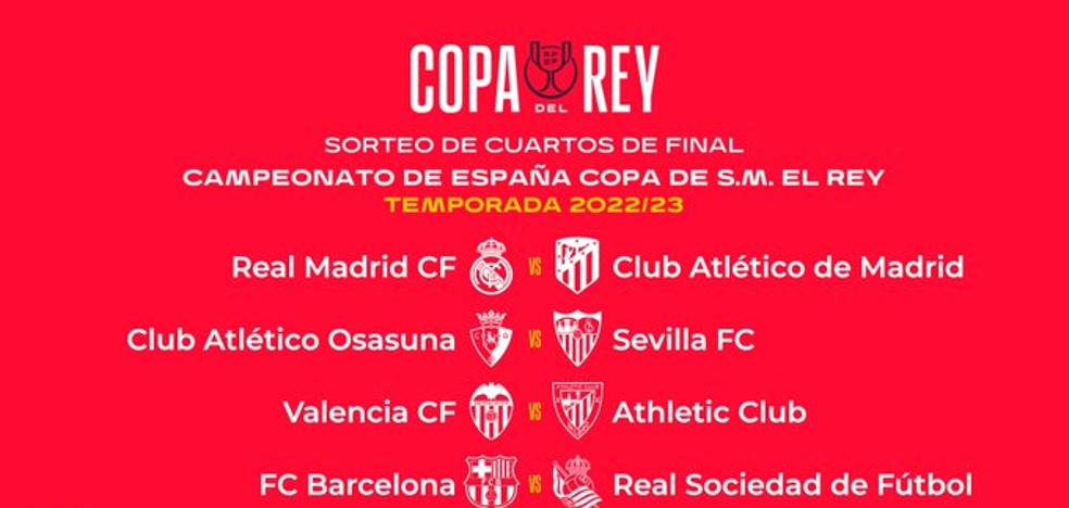 Real Madrid-Atlético y Barça-Real Sociedad, en cuartos de Copa