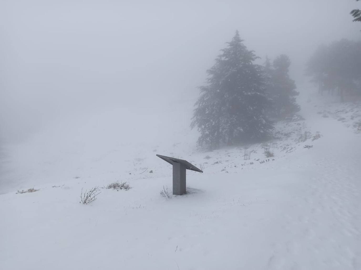 Las cumbres de Sierra Espuña se tiñen de blanco por la nieve