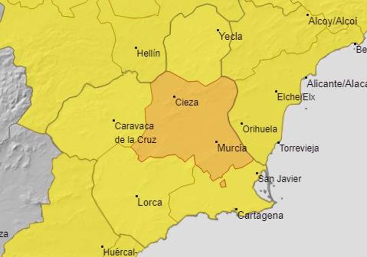 La Aemet eleva a naranja la alerta por lluvias en la Vega del Segura este martes