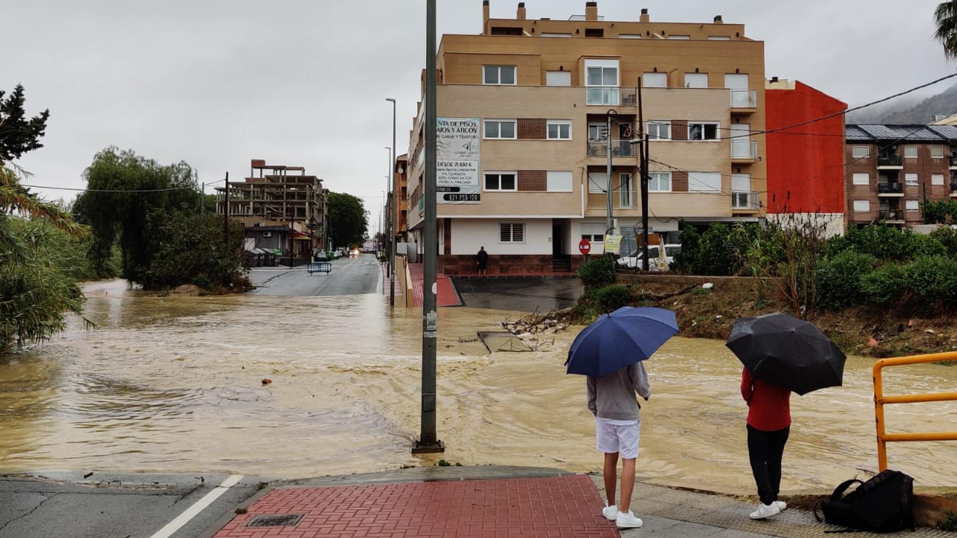 Estas son todas las carreteras de la Región de Murcia cortadas por la lluvia