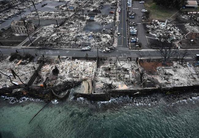 Imágen de los efectos del incendio en una zona de Maui.