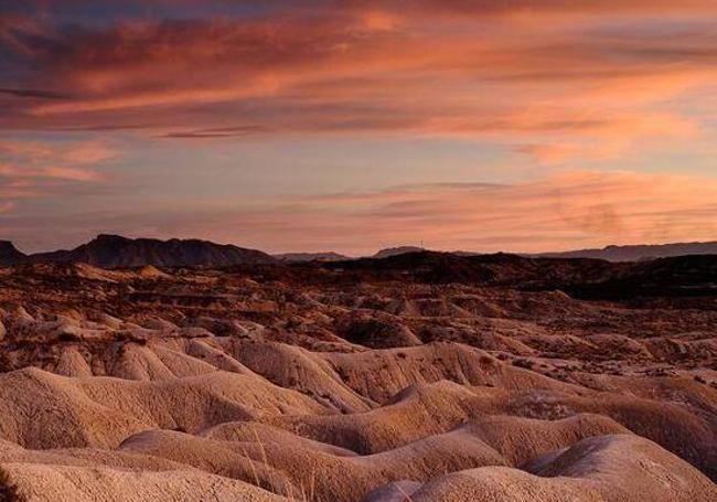 Atardecer en los 'badlands' de Abanilla.