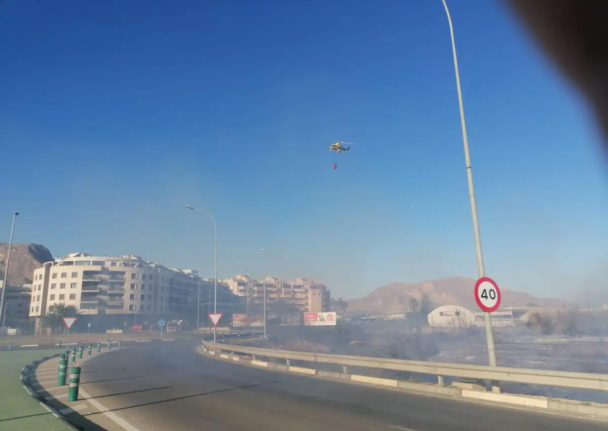 Imagen secundaria 1 - Un incendio calcina una parcela de matorral a las afueras de Orihuela