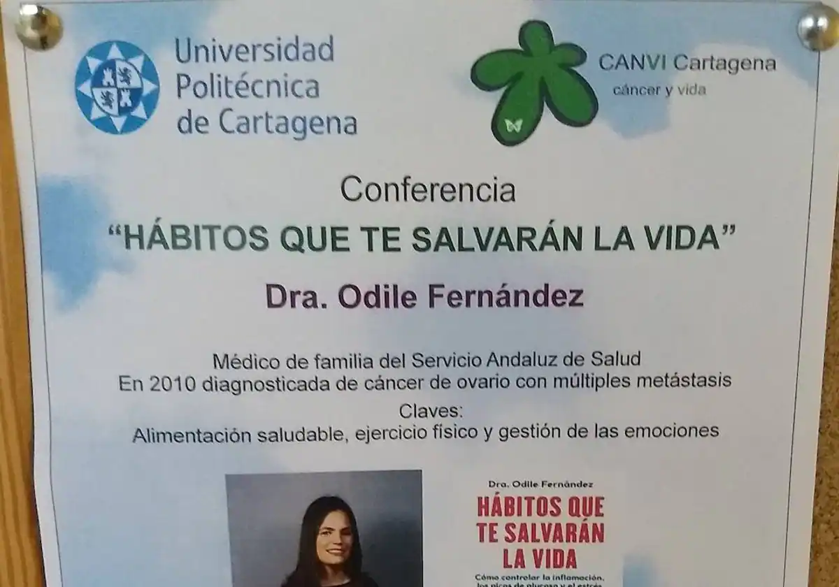 Cartel de la charla, que estaba prevista para el próximo 9 de marzo, y en el que se ha utilizado el logo de la UPCT sin el consentimiento de la universidad.