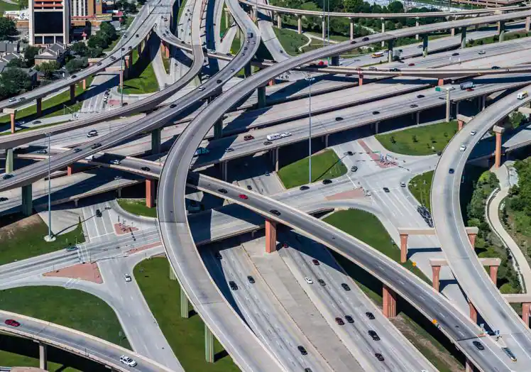 Red de carreteras en Estados Unidos.