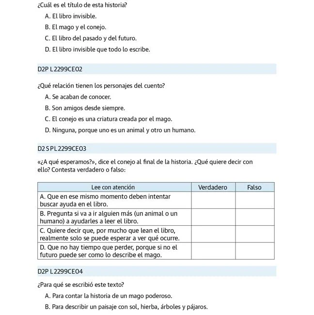 Ejemplo de examen de Lengua.