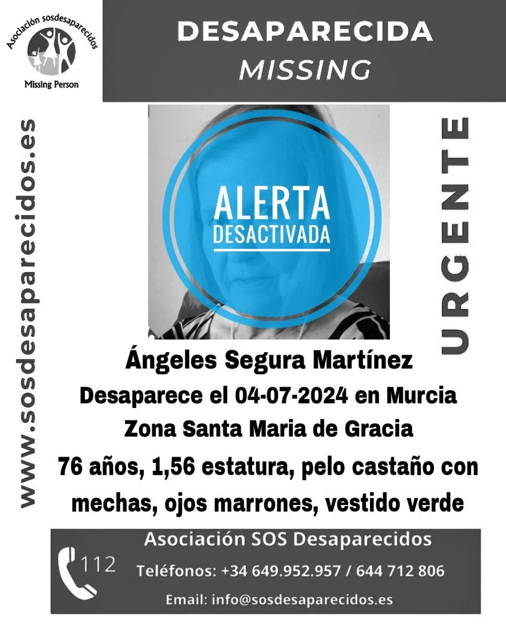 La mujer de 76 años desaparecida este jueves ya ha sido localizada