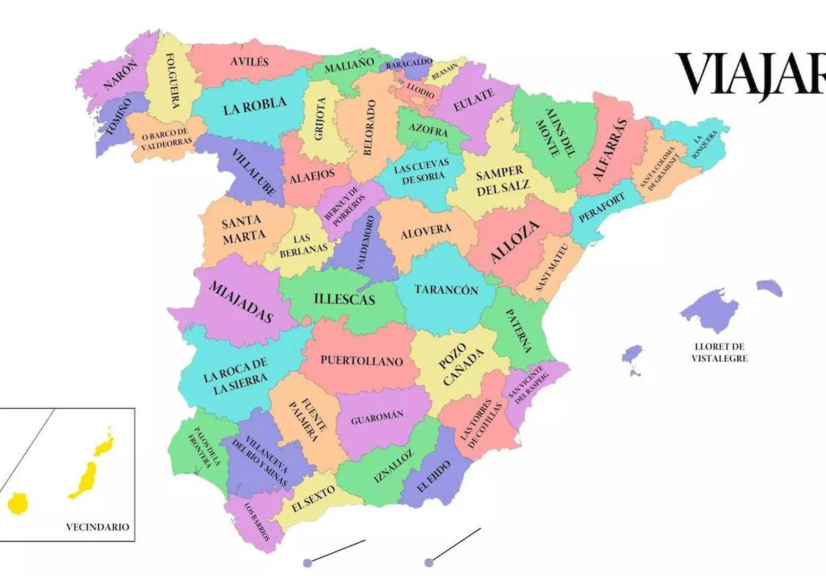 El mapa con los pueblos «más feos» de cada provincia.