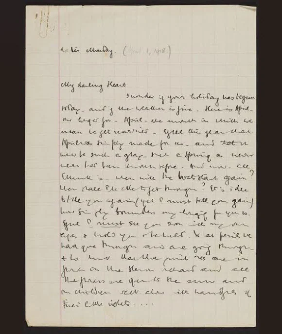 Imagen - Una carta original de Kathernine Mansfield a su marido, Murry, fechada el 1 de abril de 1918.