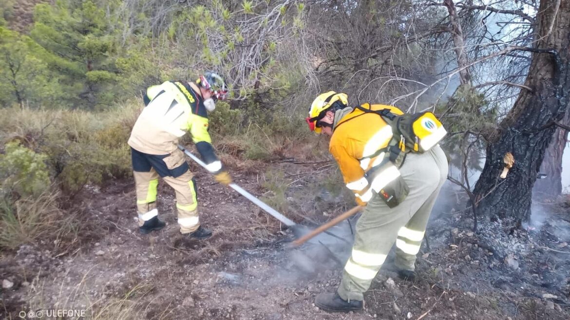 Un rayo provoca un incendio forestal en Caravaca de la Cruz