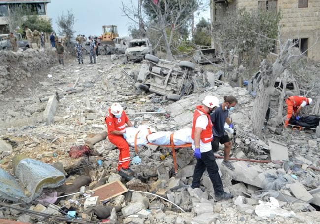 El momento posterior a un ataque de Israel en Líbano.