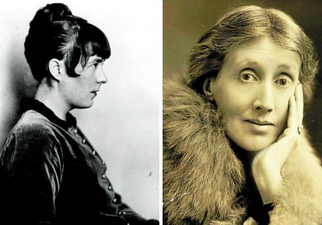 A la izquierda, de perfil, A la derecha, Virginia Woolf.