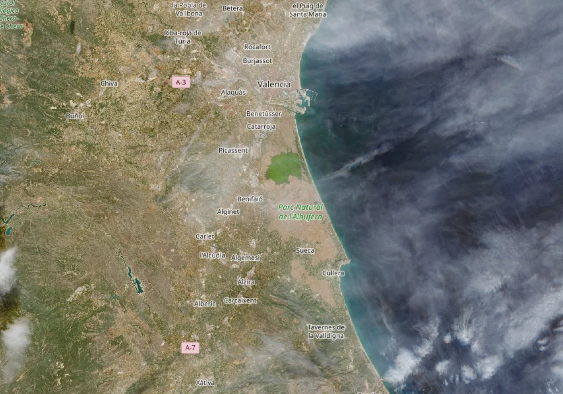 Imagen antes - Mapas | Copernicus calcula 230.000 afectados por la DANA en 56.000 hectáreas