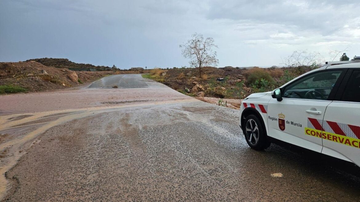 Estas son las carreteras cortadas en la Región de Murcia por las lluvias