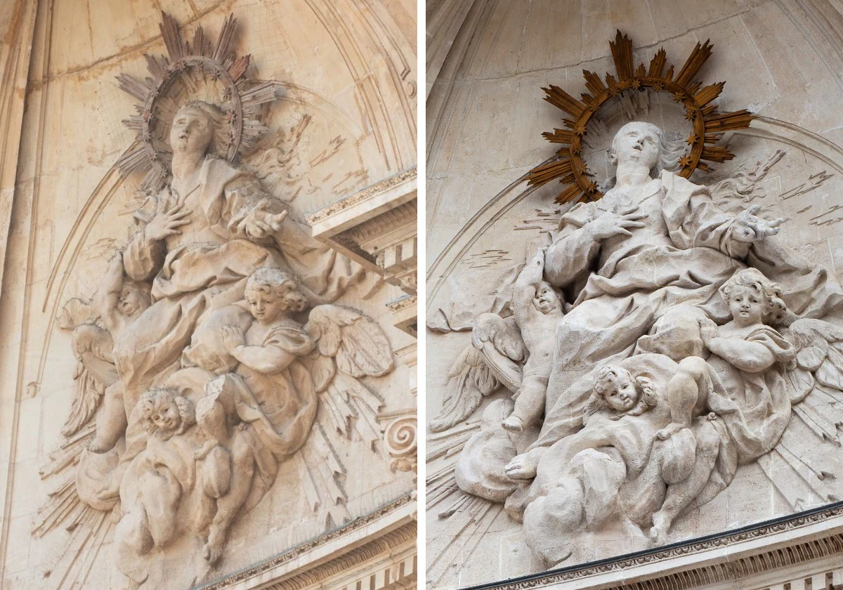 El antes y el después de la Catedral de Murcia, en imágenes