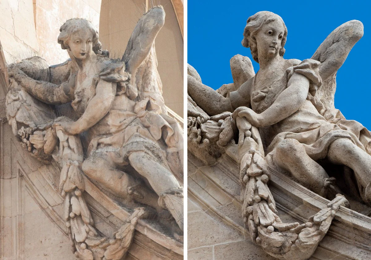 El antes y el después de la Catedral de Murcia, en imágenes