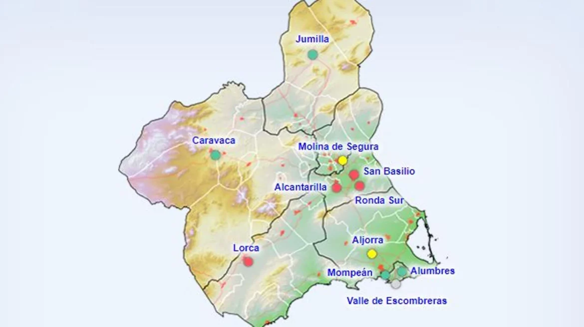 La calidad del aire empeora de nuevo en Murcia, Lorca y Alcantarilla