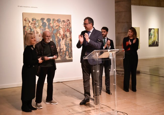 Pilar Moreno, José Luis Galindo, José Ballesta, Diego Avilés y Victoria Clemente, este lunes, en la inauguración.