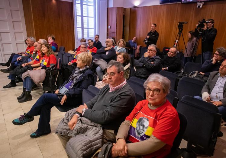 Un reducido grupo de manifestantes tuvo el privilegio de poder seguir la sesión plenaria desde primera fila.