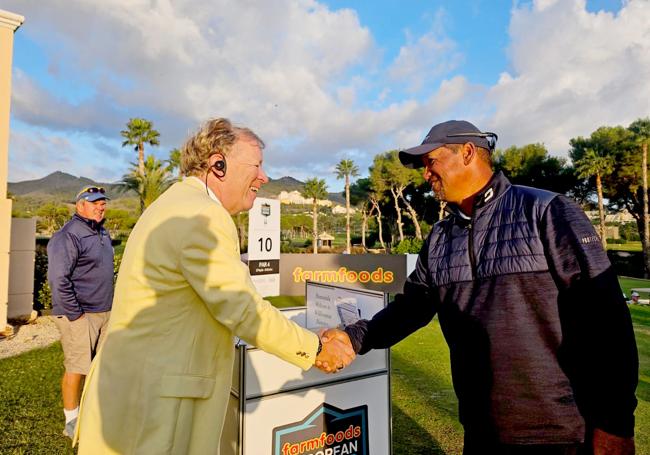 Durante el Legends Tour 2024 dando la bienvenida a los pros .