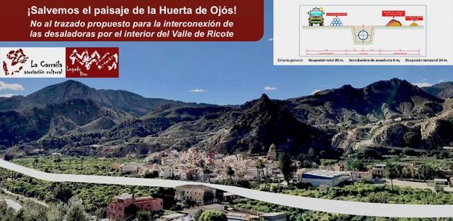 La huerta de Ulea se libra del trazado de la conexión de la desaladora con el Azud