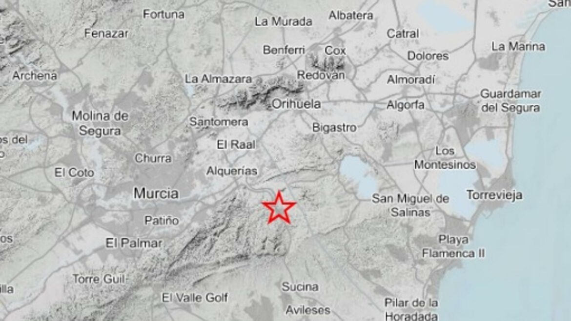 Un terremoto de 2,5 grados se deja sentir en Murcia y Beniel