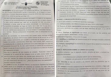 Este es el examen de Lengua y literatura de la PAU 2025