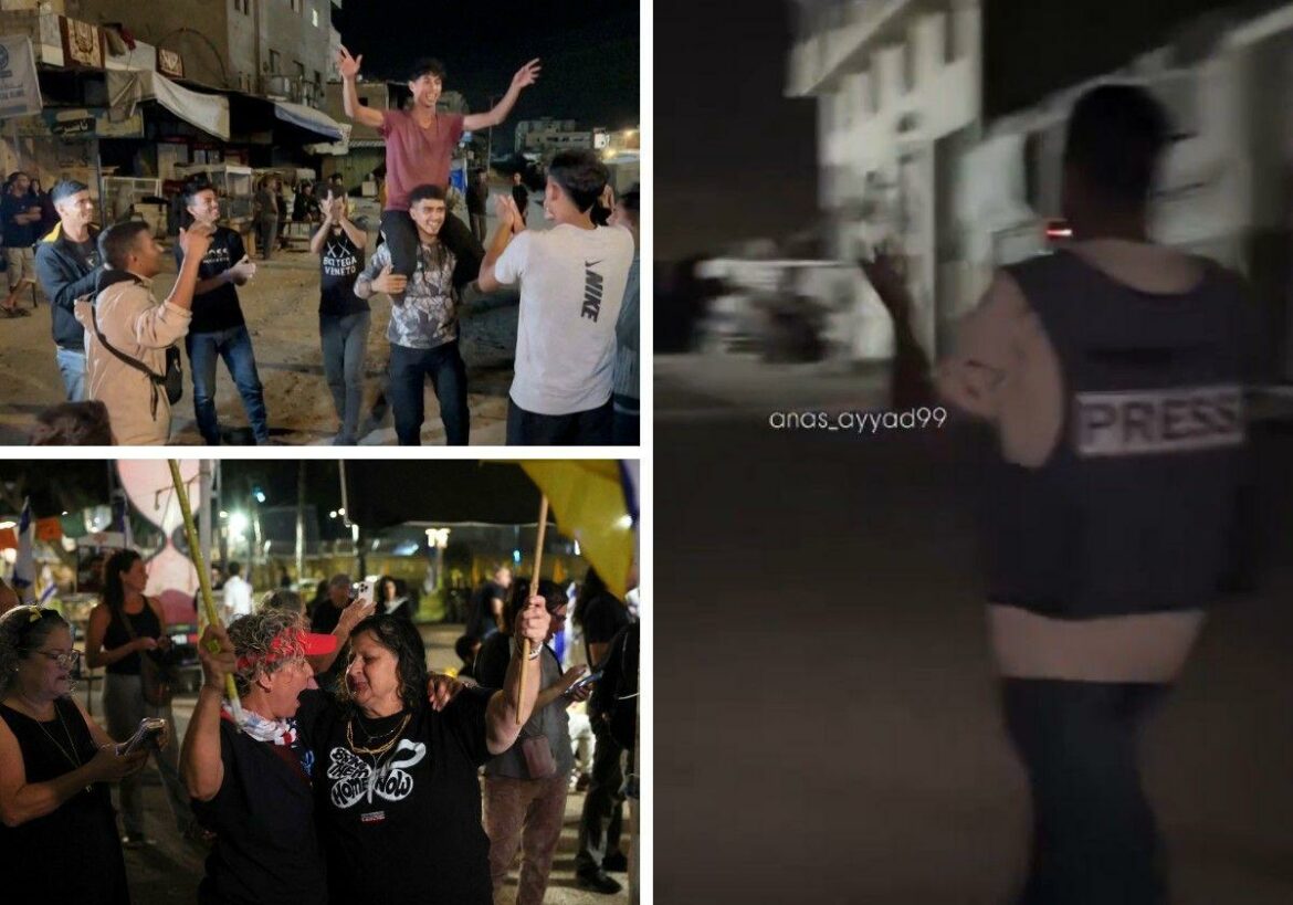 Los periodistas palestinos anuncian a gritos la paz por las calles de Gaza