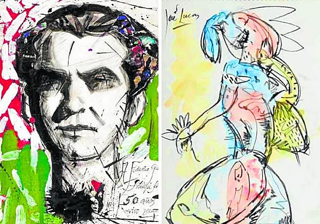 'Federico García Lorca' (1986). Dibujo del cuaderno del pintor.