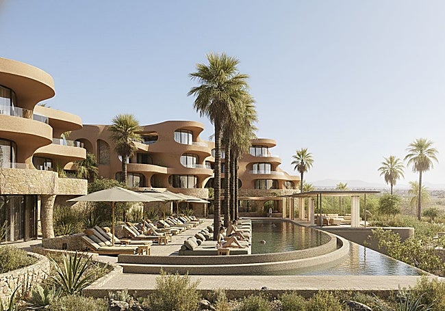 Piscina circular con vistas.