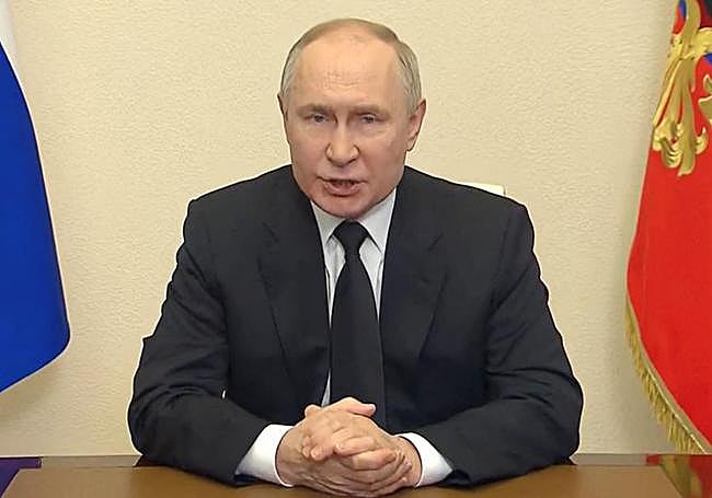 El presidente ruso, Vladimir Putin, durante su una locución televisiva en marzo de 2024.