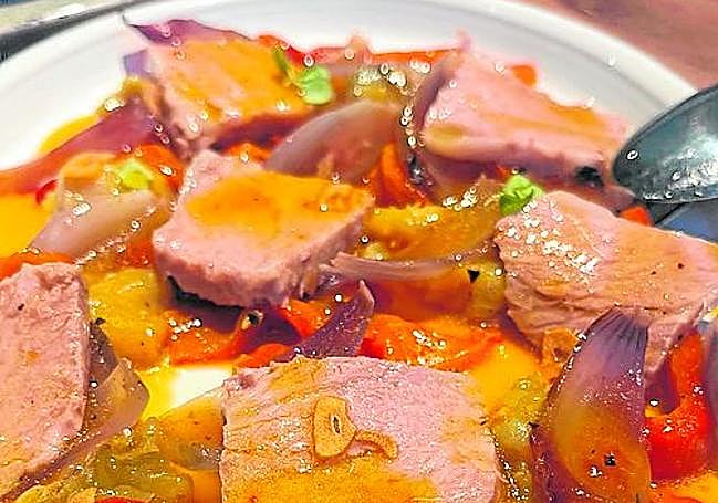 Ventresca con verduras.