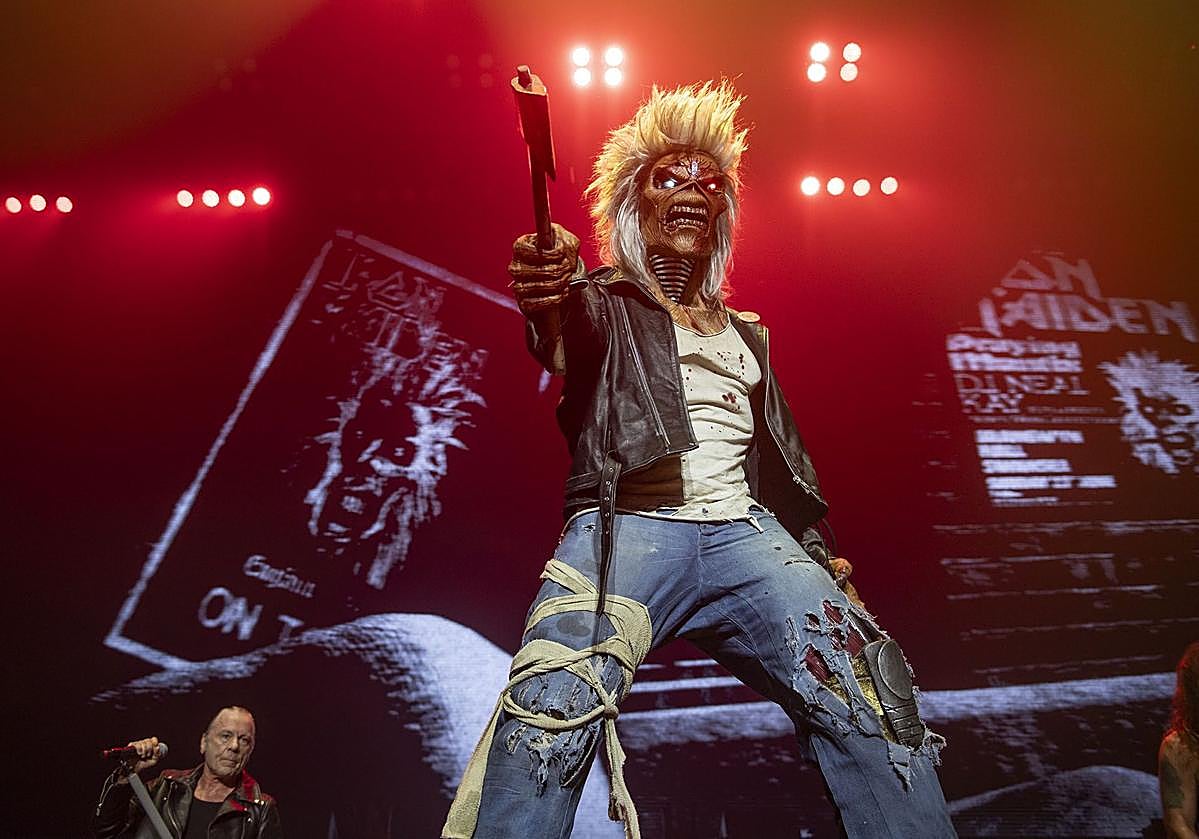 Imagen principal - Arriba: Concierto de Iron Maiden. Abajo: ZZ Top y Rick Astley.