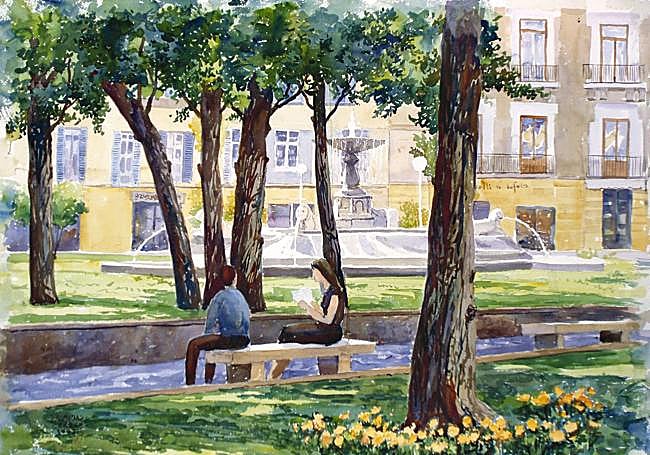 Piazza Mazzini, pintada por Zacarías Cerezo.