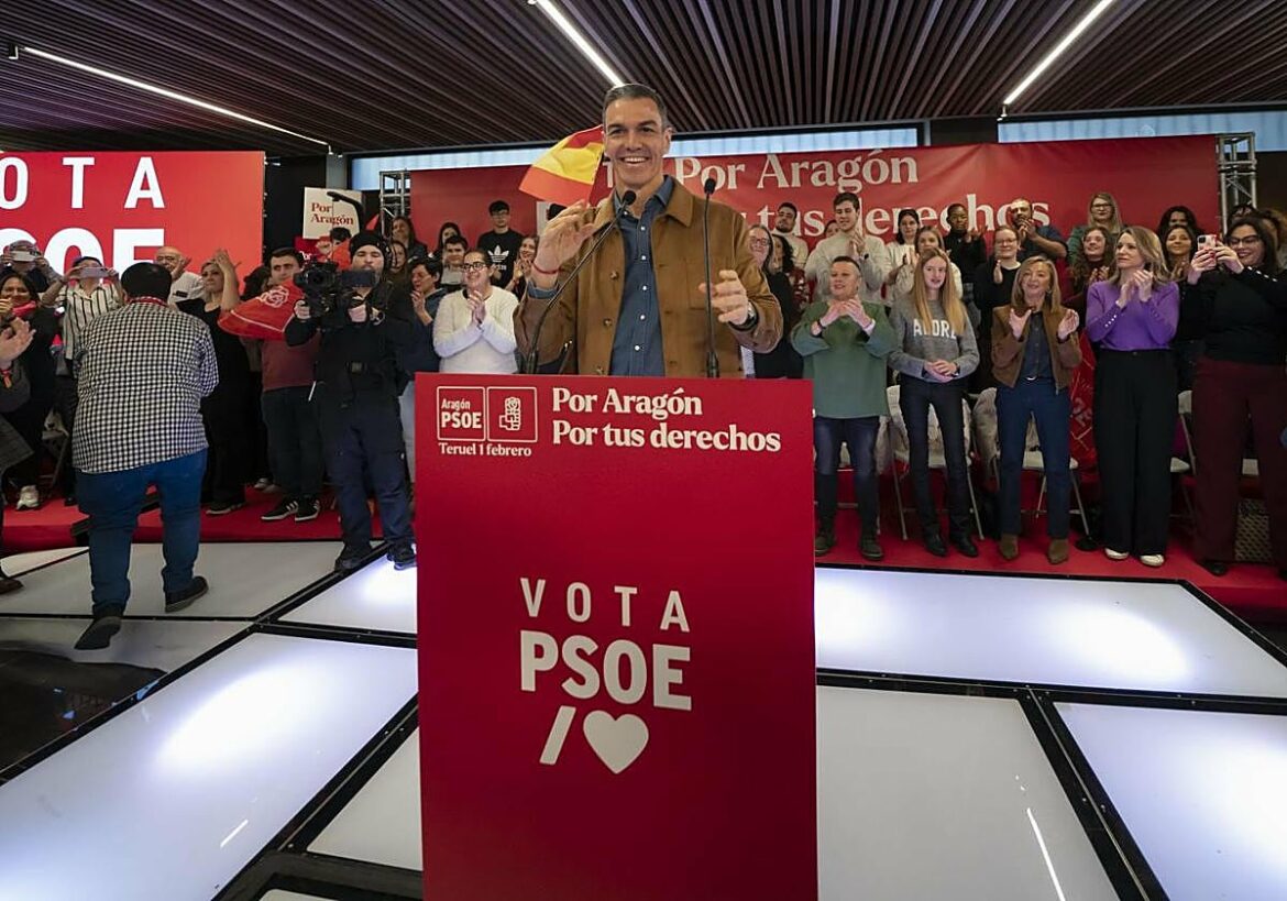 Sánchez promete en la campaña de Aragón que aprobará el alza de las pensiones «con o sin el PP»