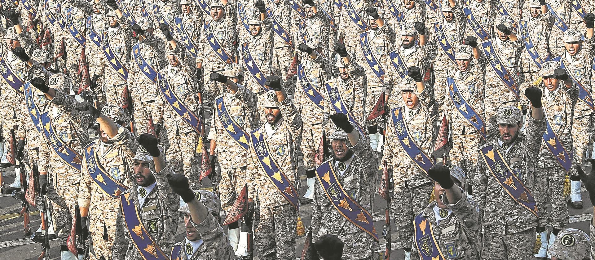 Miembros de la Guardia Revolucionaria, en un desfile militar.