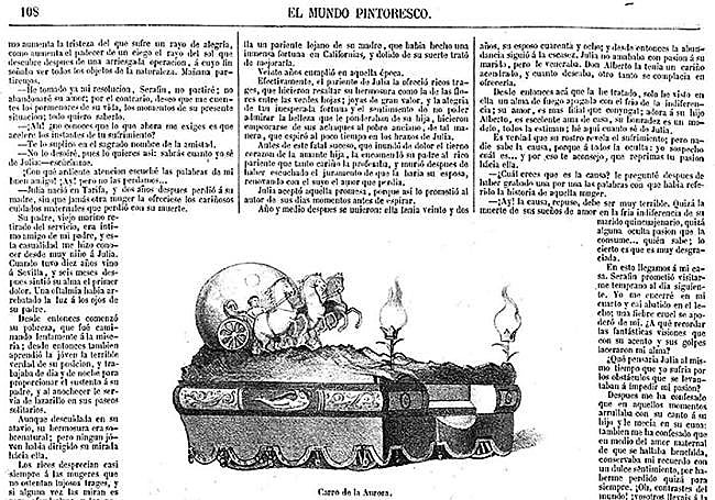 Carrozas de la Aurora y Bergantín de la Sardina, dibujos de Domingo Valdivieso. 'El Mundo Pintoresco' (1859).
