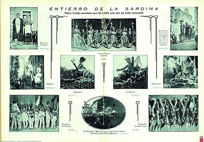 Carrozas, gigantes y comparsas del Entierro. Fotos San-Chito, Camacho y Mateo Flores y Naranjos (1929).