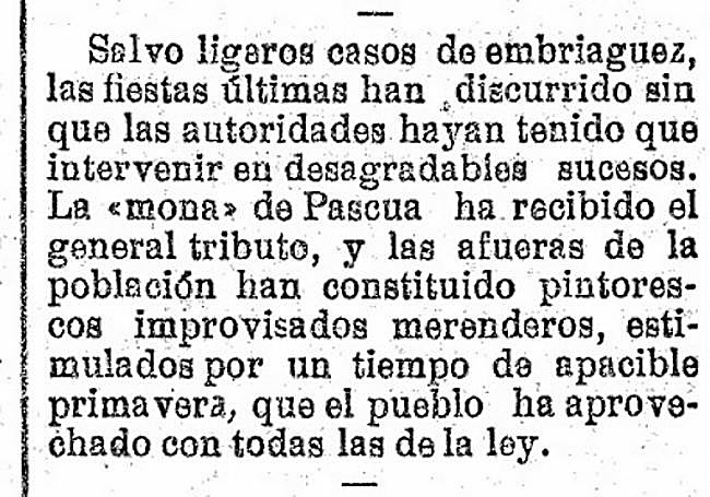 Los murcianos dieron cuenta de las monas en la primavera de 1909, según 'El Liberal'.