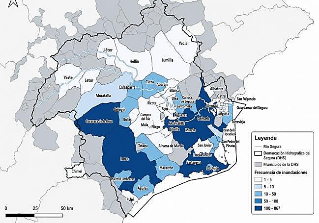 Mapa de inundaciones de la DHS desde 1258.