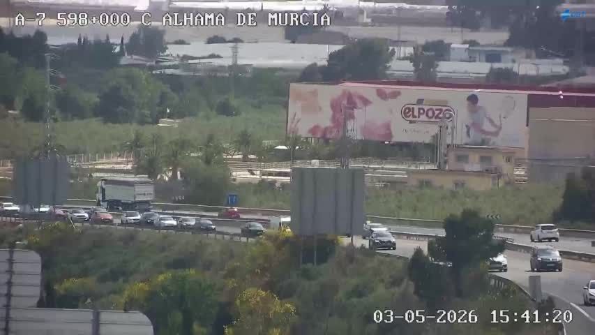 Tres accidentes complican la circulación en la autovía A-7 a la altura de Librilla, Alhama de Murcia y Cabezo de Torres