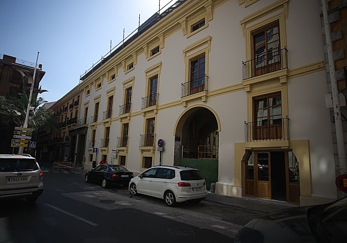 Palacio de los Moñino, en obras para albergar el primer hotel cinco estrellas de Murcia.